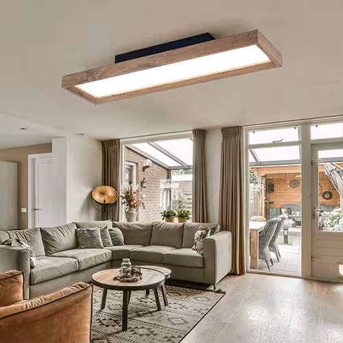 LED Deckenleuchte mit Rahmen aus Holz